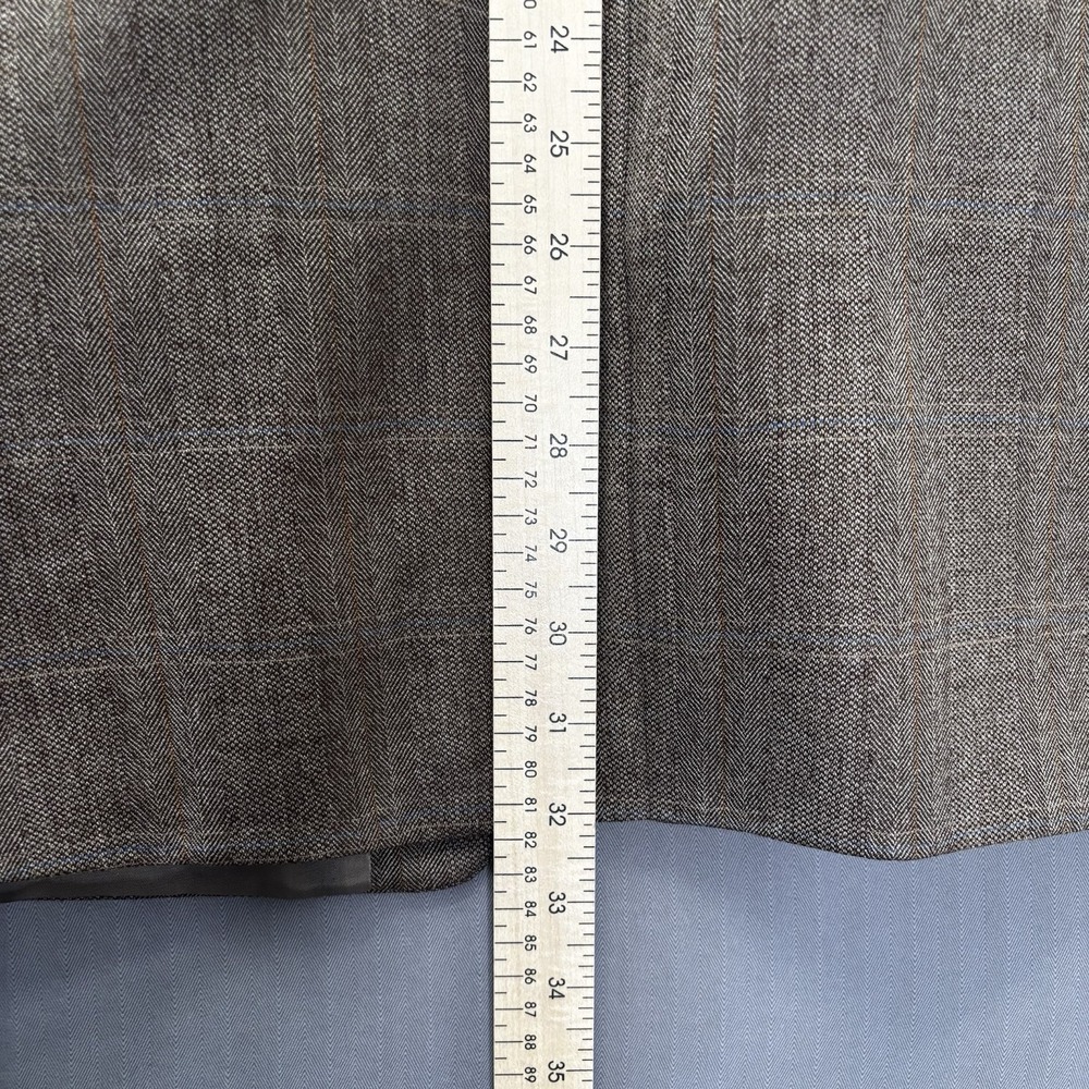 Lauren Ralph Lauren Mens 43R Tweed Blazer Coat Brown Plaid Windowpane 100% Wool - Picture 11 of 16